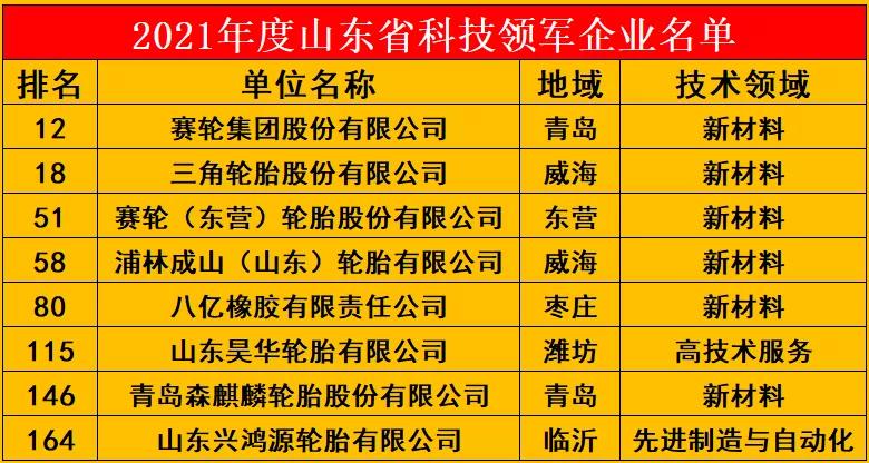 2021年度山東省科技領軍企業名單 2021年度山東省科技領軍企業名單